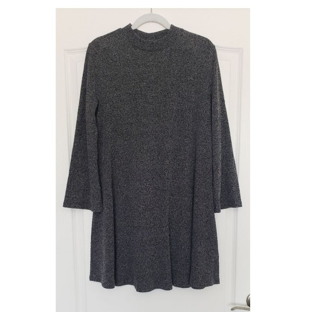 Old Navy Charcoal Gray Mock Neck Bell Sleeve Sweater Dress Size XL Boho‎ Casual